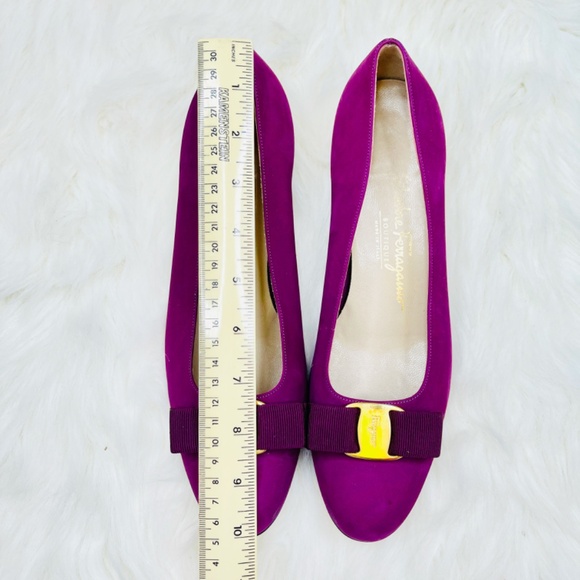 💜 Salvatore Ferragamo Vara Bow Suede Flats – Magenta / Fuchsia Size 8B - Picture 7 of 7